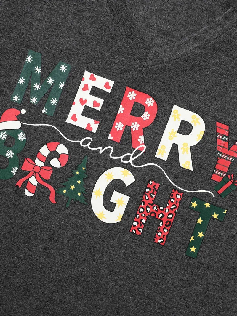Merry & Bright Slogan Slim-FIt Tee
