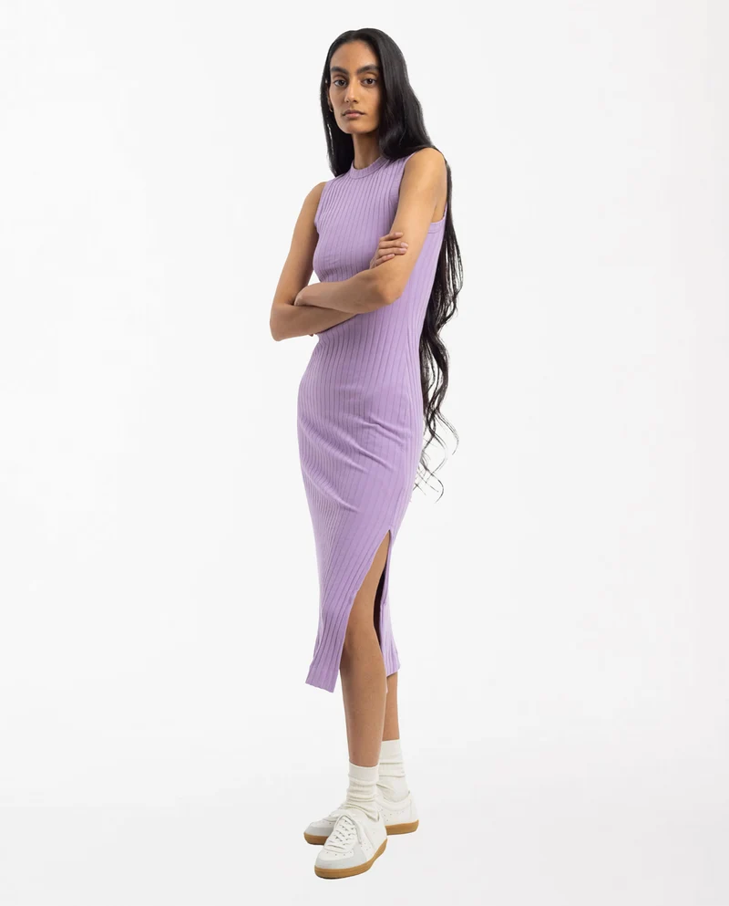 Robe midi dos nu en coton bio côtelé