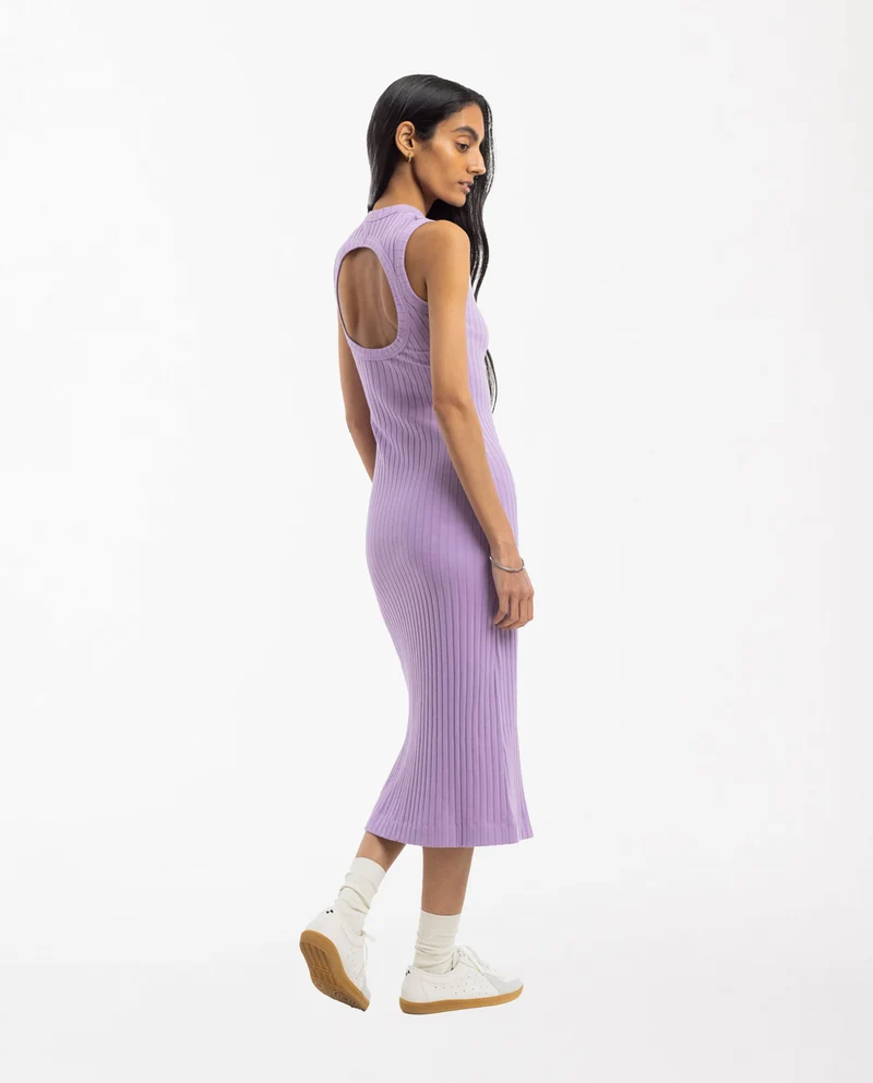 Robe midi dos nu en coton bio côtelé