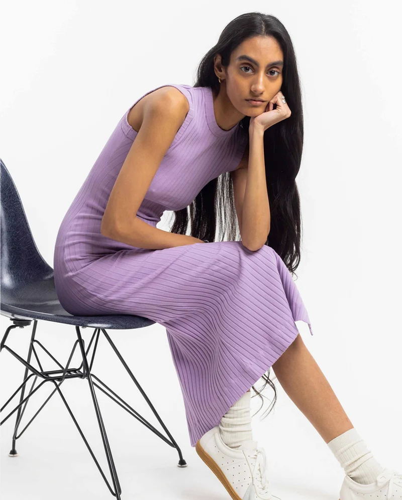 Robe midi dos nu en coton bio côtelé