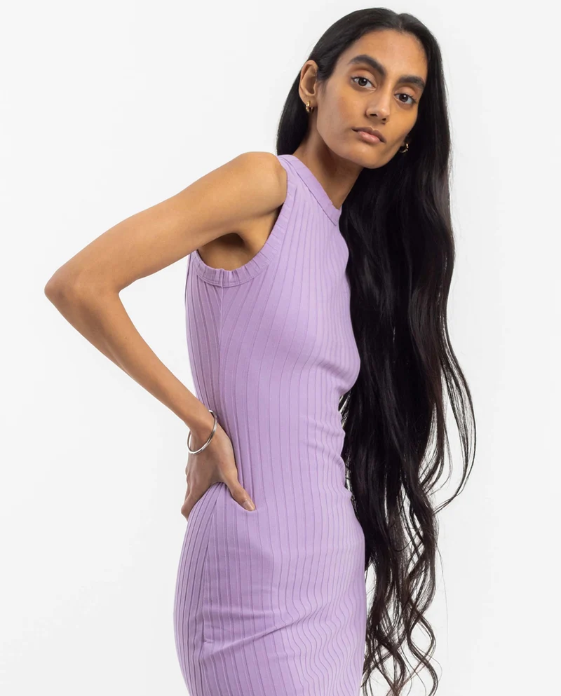 Robe midi dos nu en coton bio côtelé