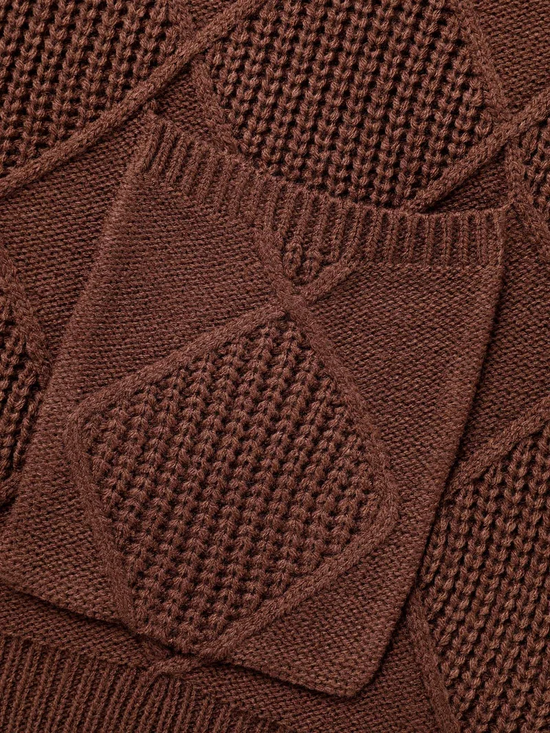 Plain Textured Pocket Drop Shoulder Cardigan