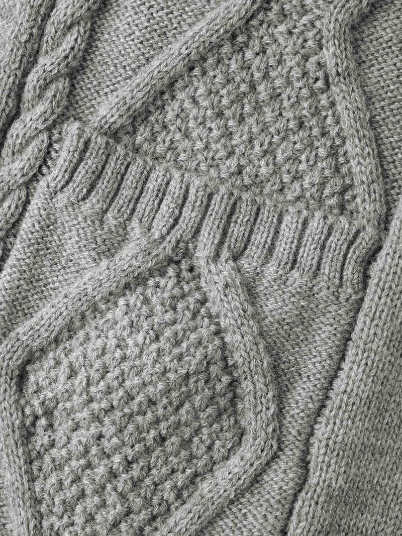 Cable Knit Hooded Patch Pocket Cardigan