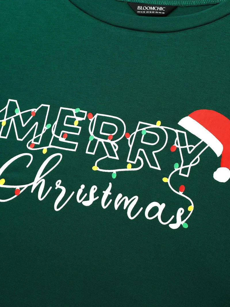 Festive Print Half-Sleeves Tee