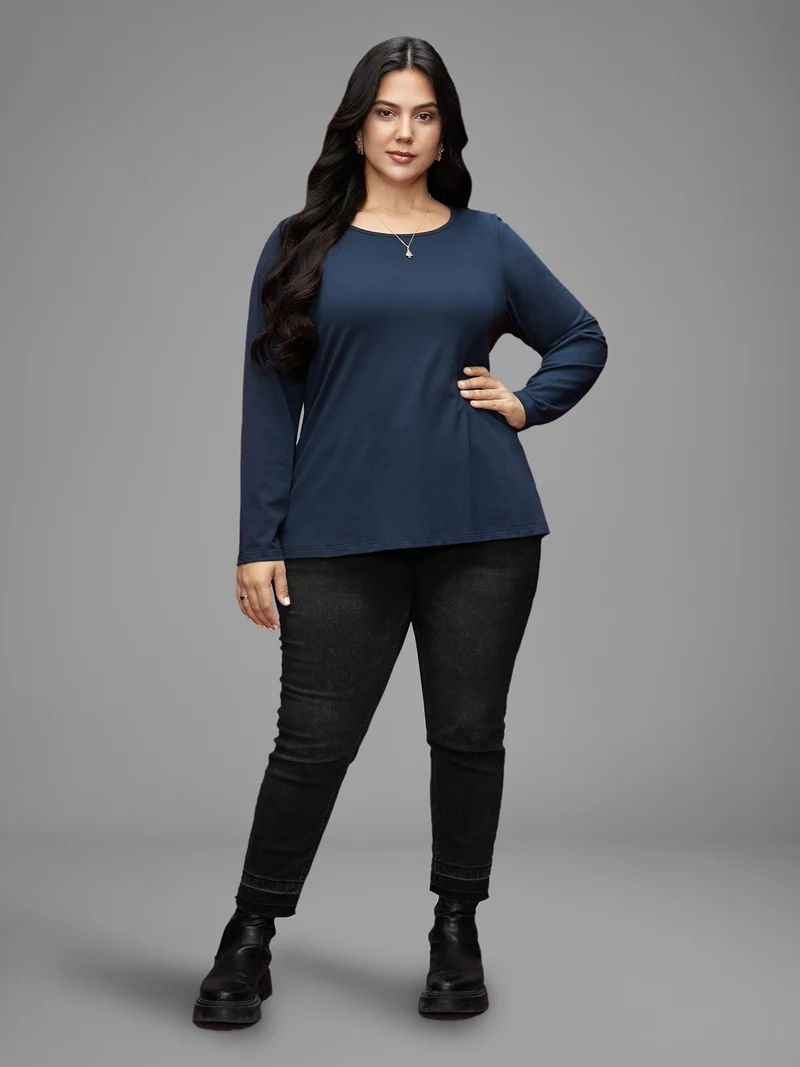 Cotton Bow-Back Detail Slit Tee