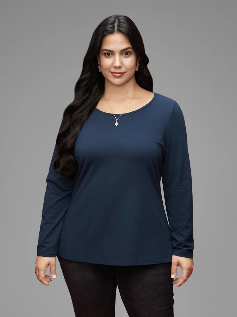 Cotton Bow-Back Detail Slit Tee