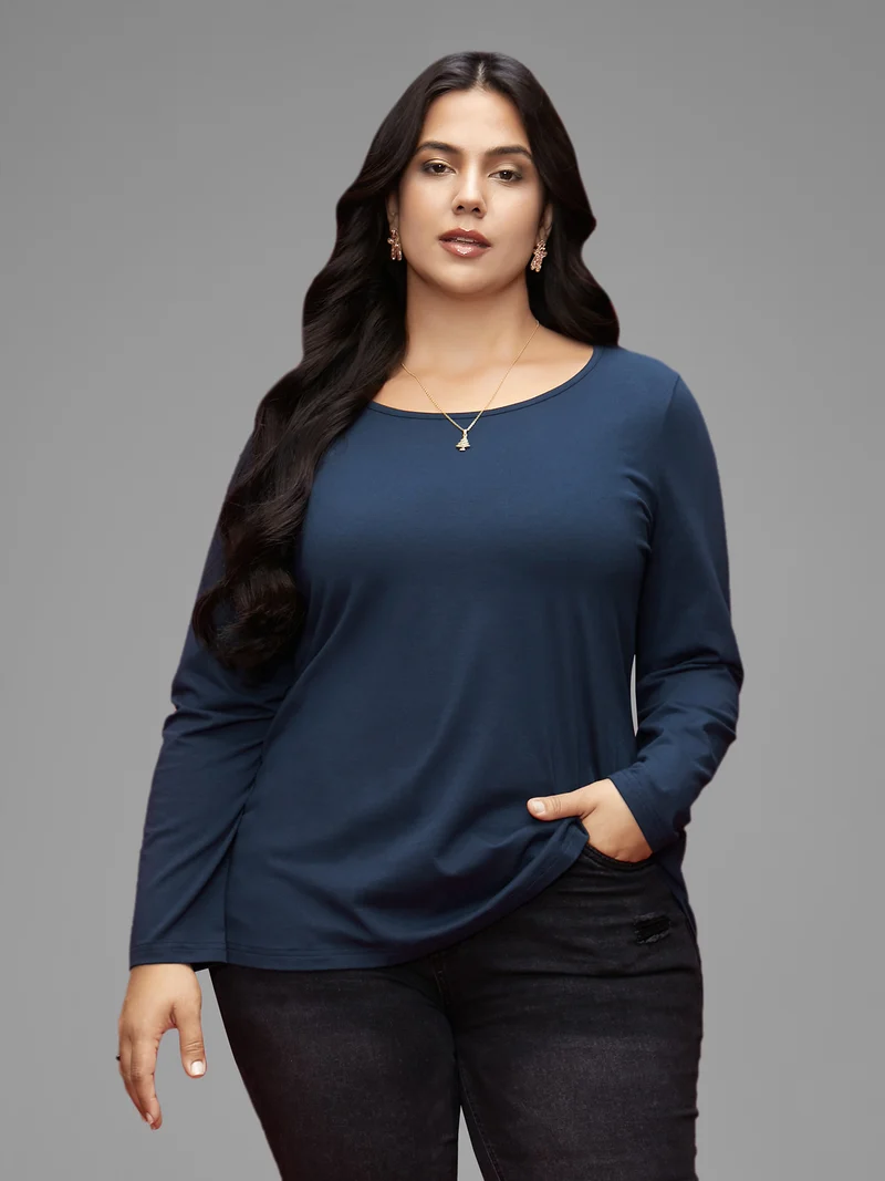 Cotton Bow-Back Detail Slit Tee