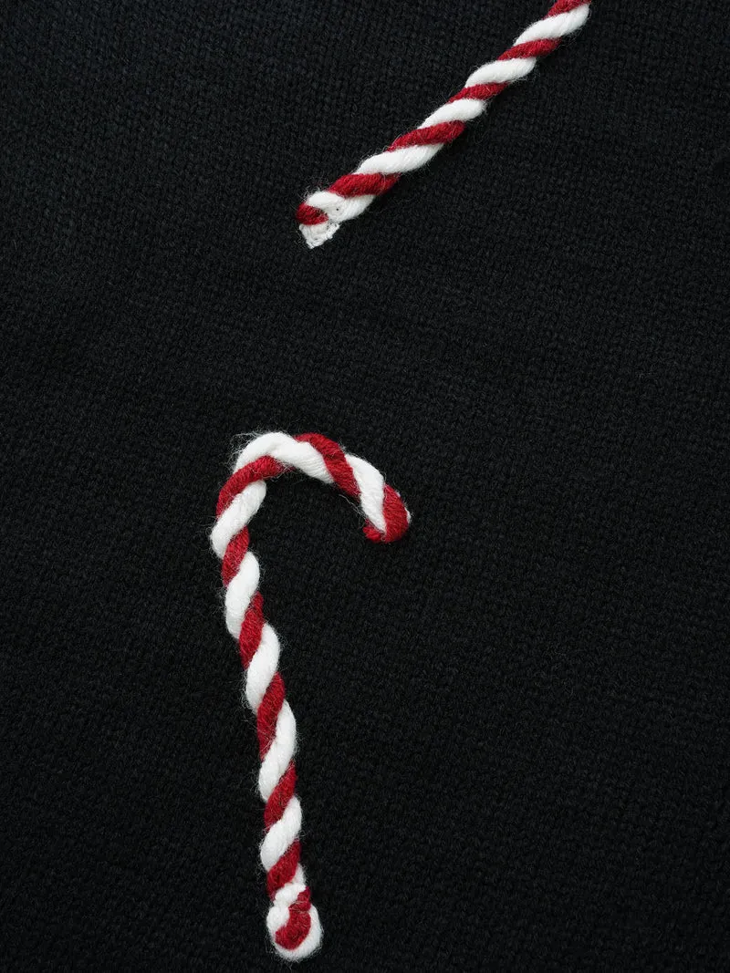 Hand Crocheted Candy Cane V-neck Cardigan