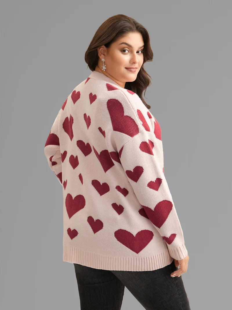 Hearts Out Embroidered Pockets Cardigan