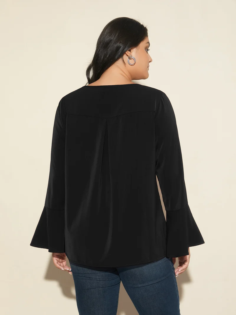 Beaded Embellished Bell Sleeves Blouse