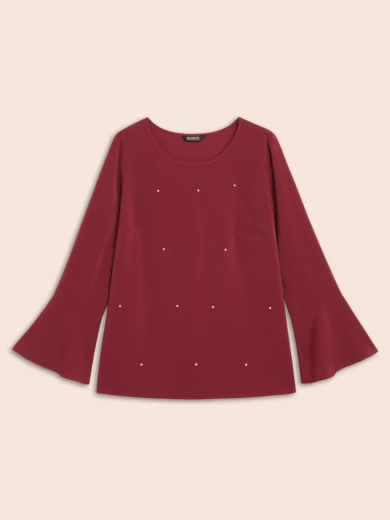 Beaded Embellished Bell Sleeves Blouse