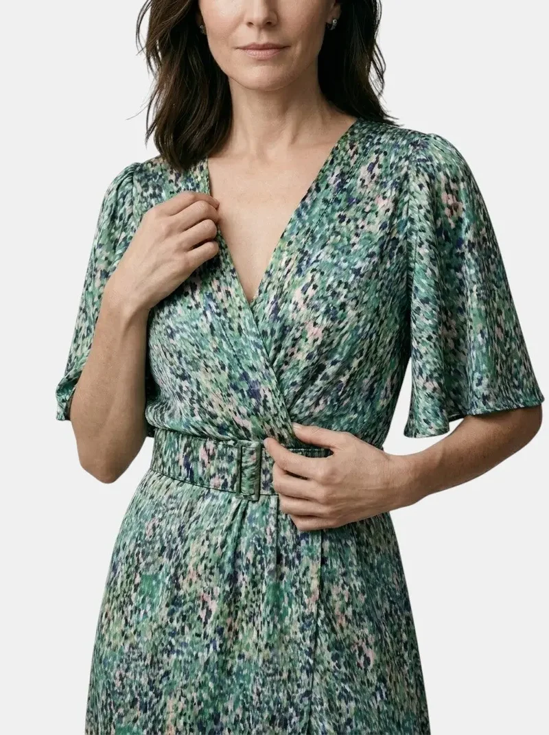Women's Rayon Maxi Dress | Elegant V-Neck Split Hem Summer Dress
