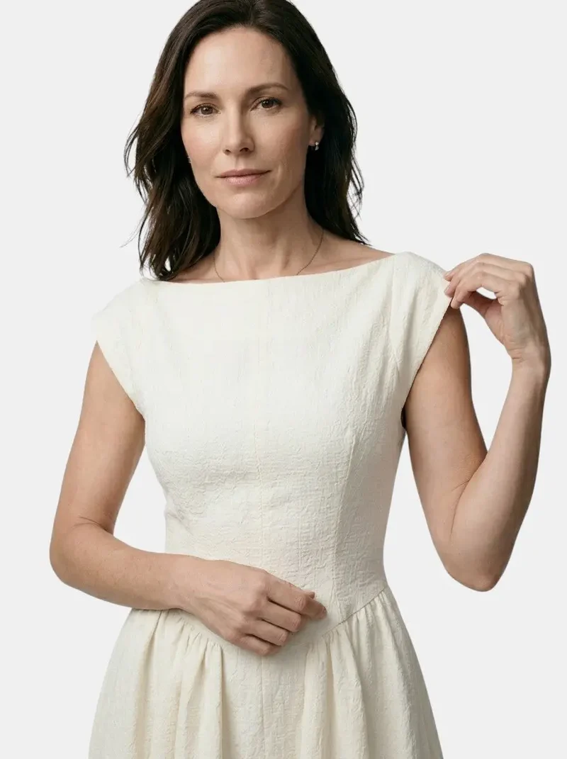 Women's Flowing Midi Dress | Elegant Cap Sleeve Fit and Flare Summer Dress