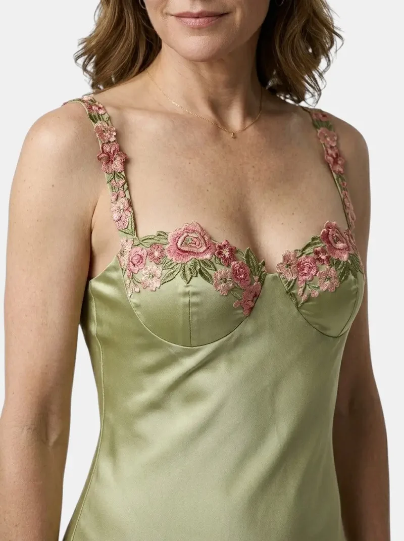 Women's Floral Embroidered Maxi Dress | Elegant Flowing Summer Gown
