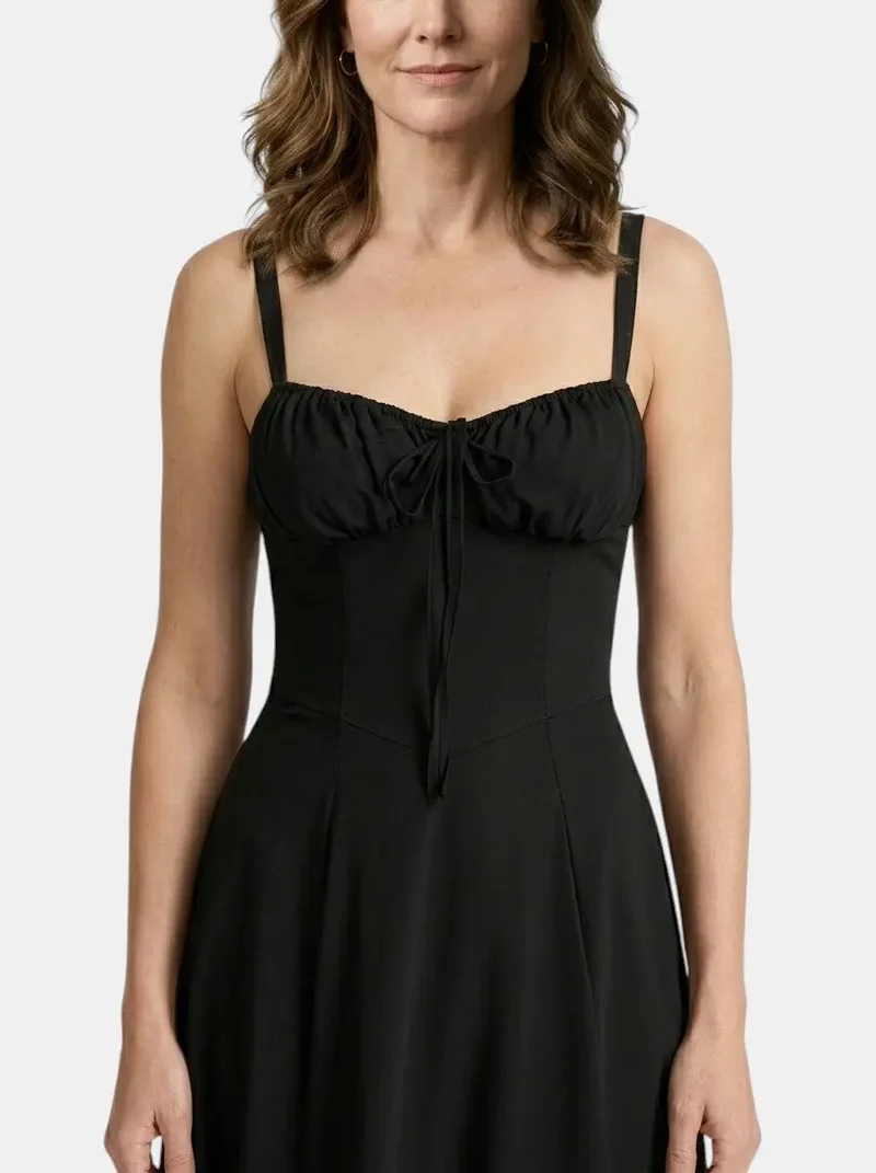 Women's Floral Midi Dress | Elegant Corset Summer Dress with Flowing Skirt