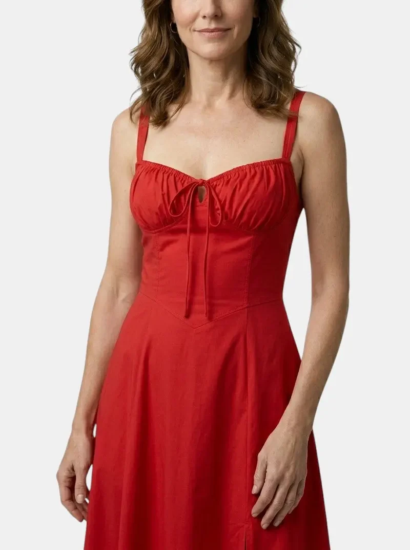 Women's Floral Midi Dress | Elegant Corset Summer Dress with Flowing Skirt