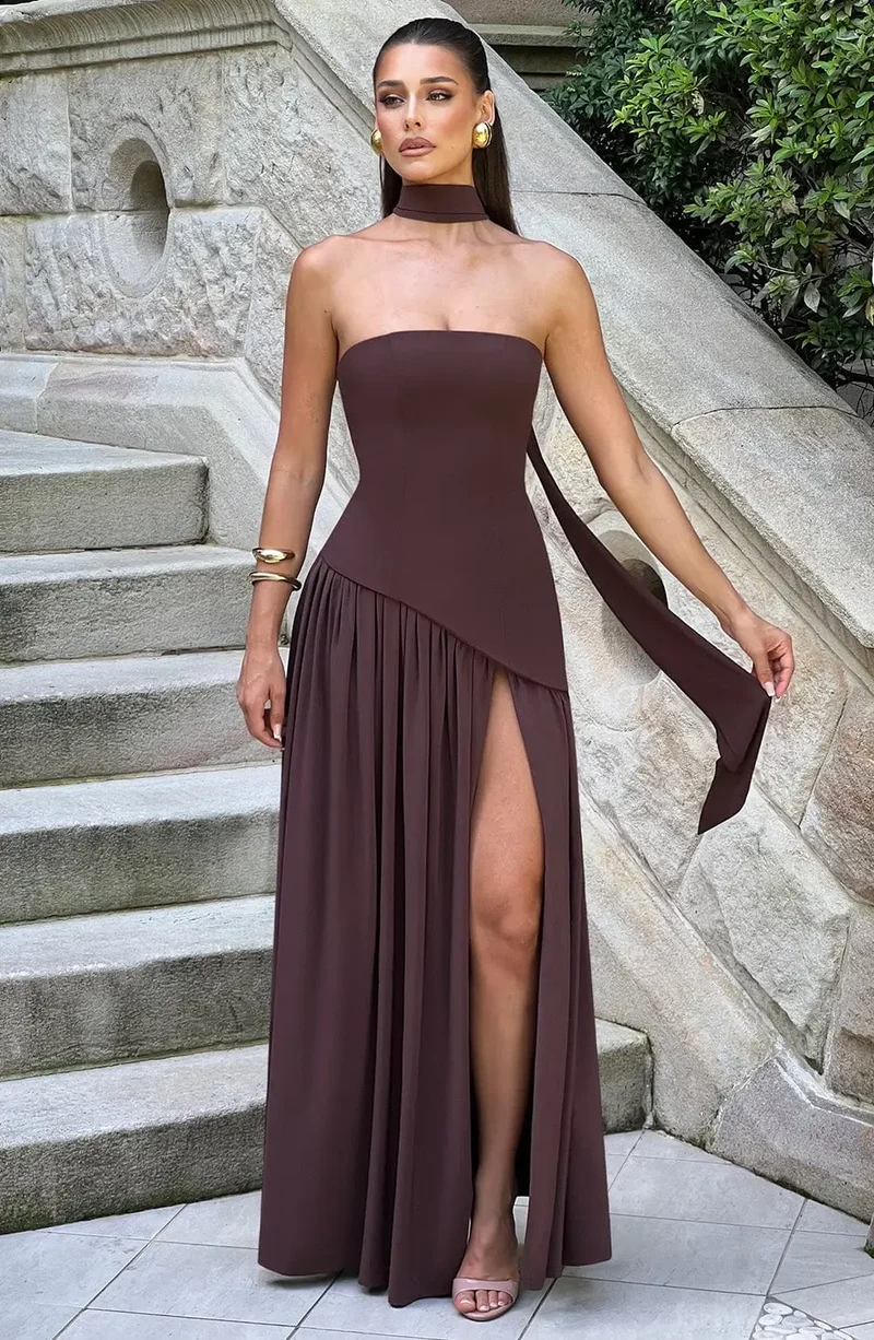 Women's Non-Stretch Chiffon Maxi Dress | Elegant Strapless Summer Formal Gown