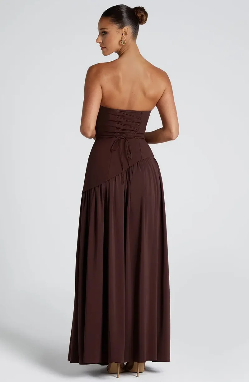 Women's Non-Stretch Chiffon Maxi Dress | Elegant Strapless Summer Formal Gown