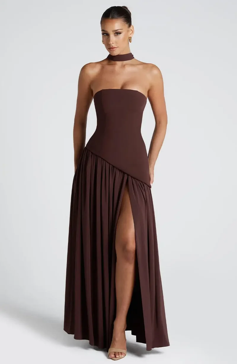 Women's Non-Stretch Chiffon Maxi Dress | Elegant Strapless Summer Formal Gown