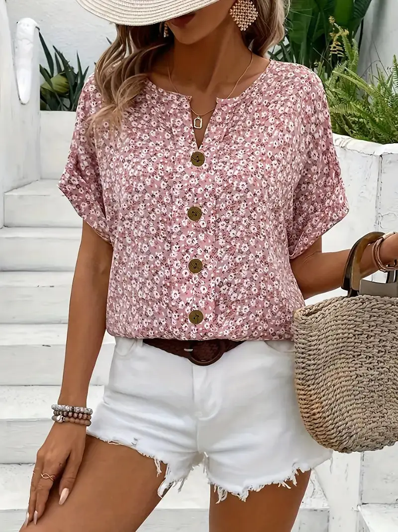 Women's Breathable Floral Print Blouse | Lightweight Flowing Summer Top
