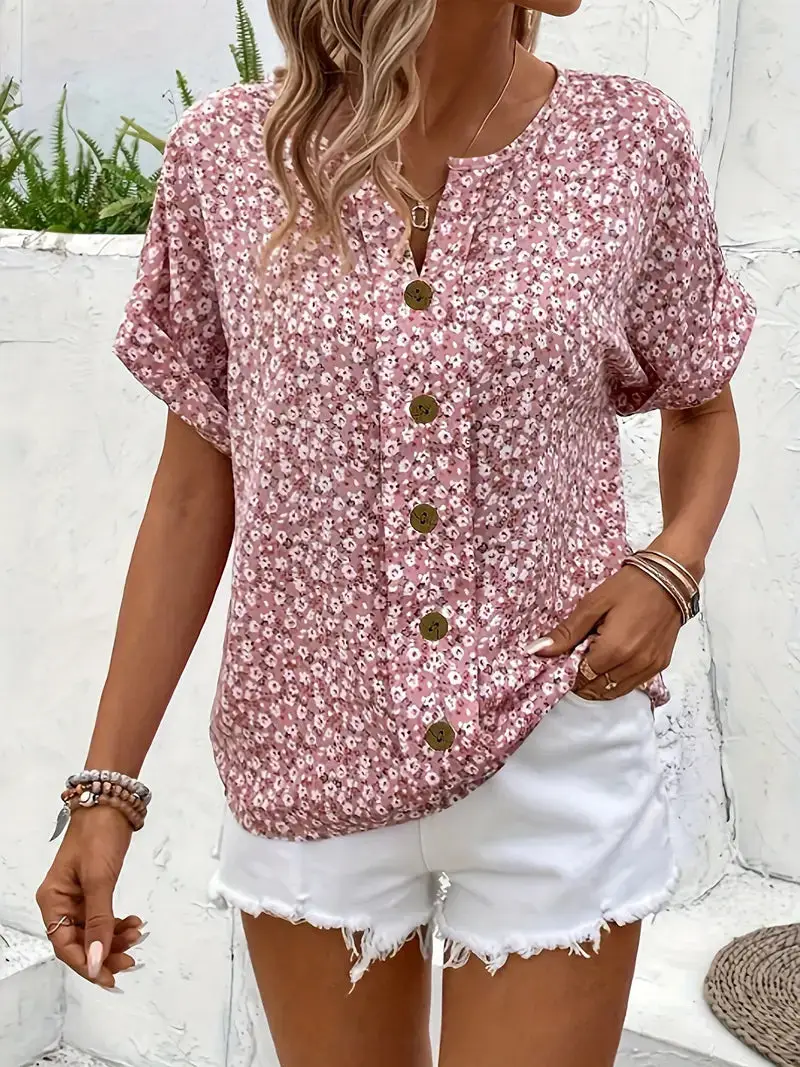 Women's Breathable Floral Print Blouse | Lightweight Flowing Summer Top