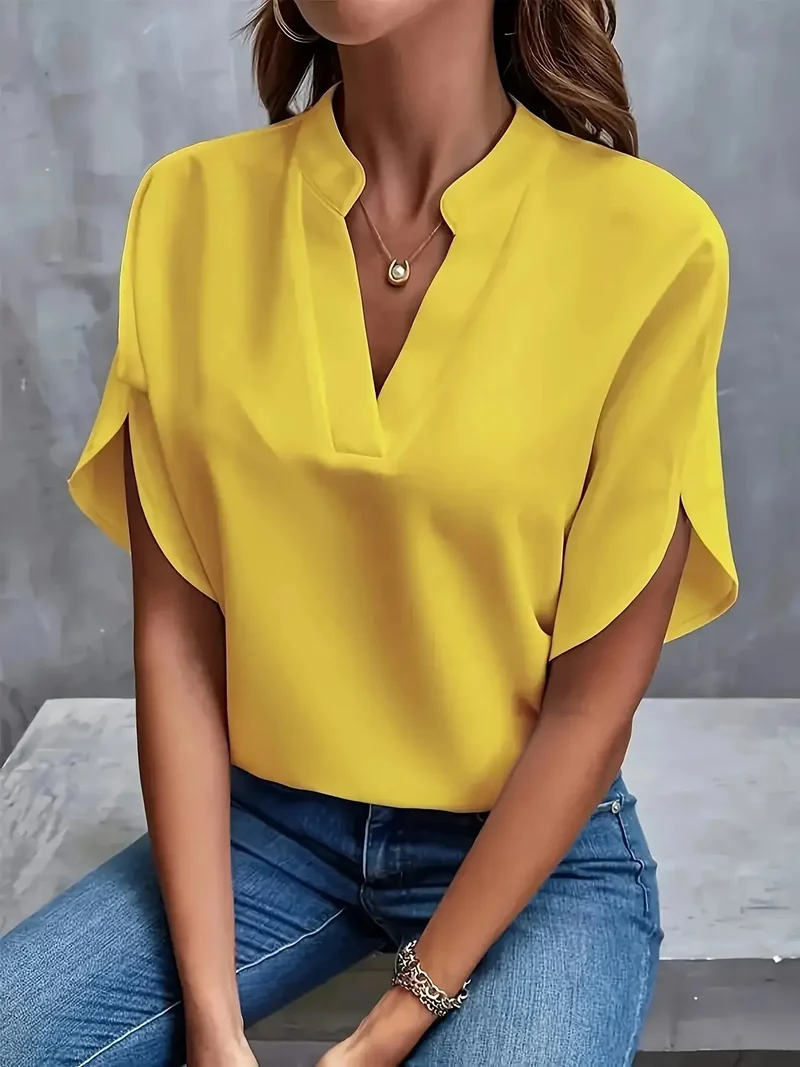 Women's Soft Viscose Blouse | Tailored Cap Sleeve Summer Top | Elegant Flowing Design