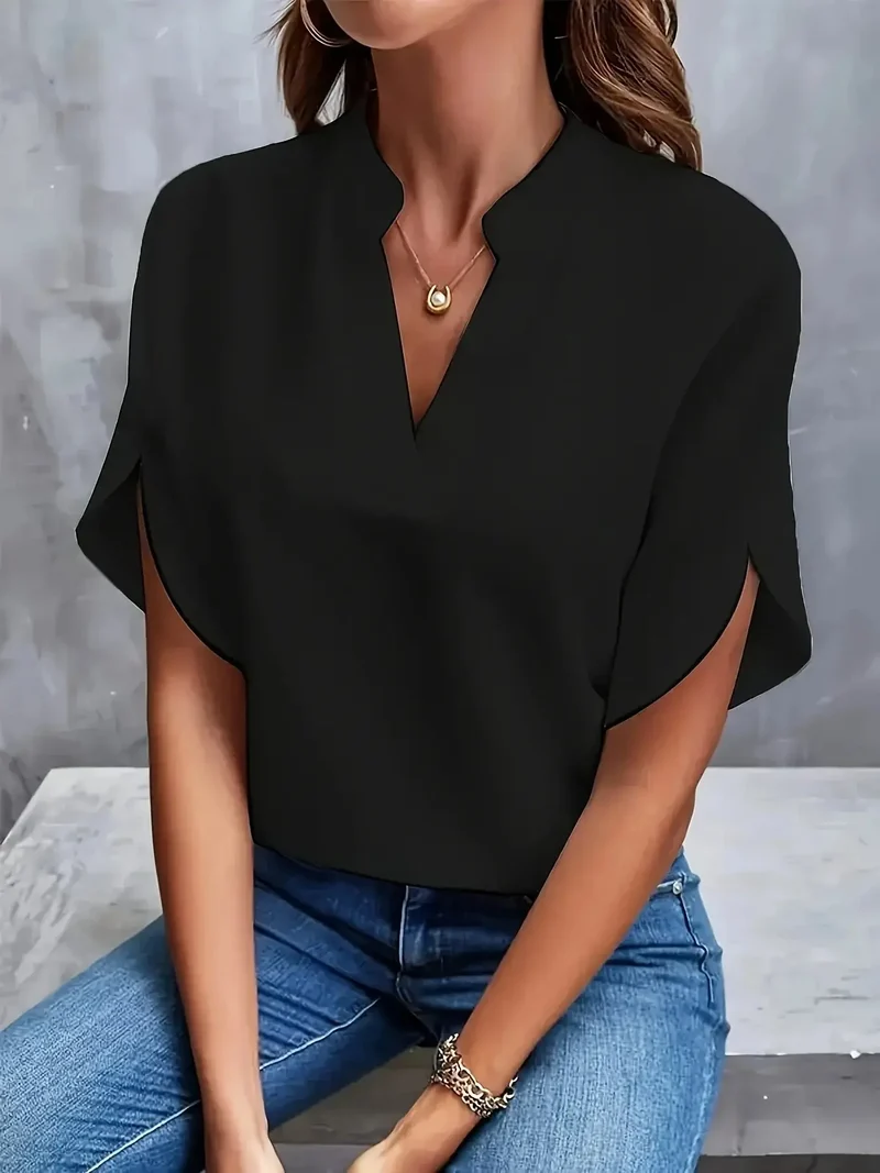 Women's Soft Viscose Blouse | Tailored Cap Sleeve Summer Top | Elegant Flowing Design