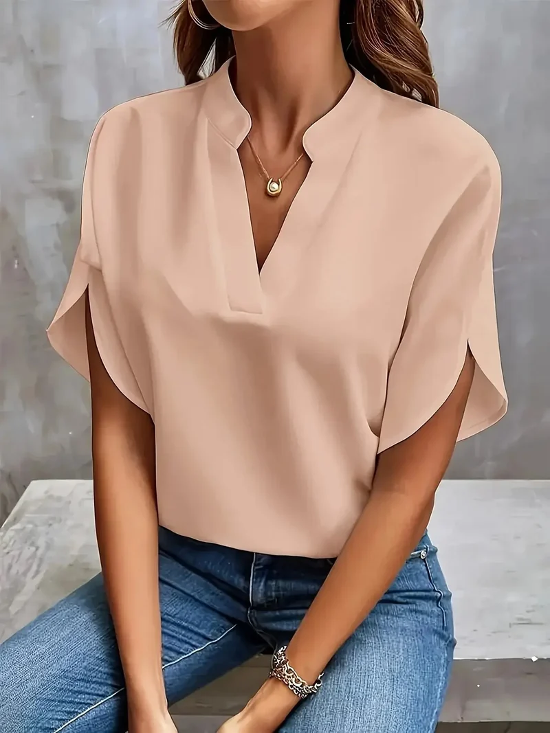Women's Soft Viscose Blouse | Tailored Cap Sleeve Summer Top | Elegant Flowing Design