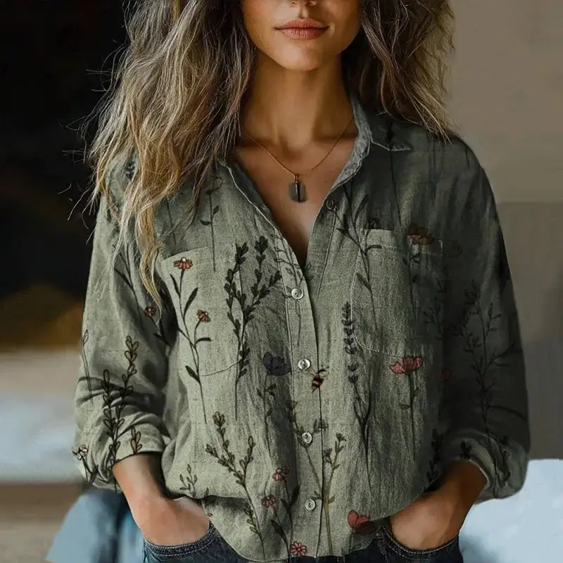Women's Cotton Vintage Patterned Blouse | Breezy Relaxed Fit Summer Top