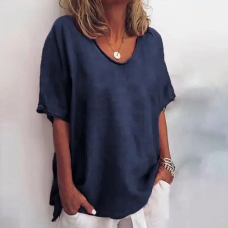 Women's Lightweight Cotton Blouse | Flowy Relaxed Fit Summer Top
