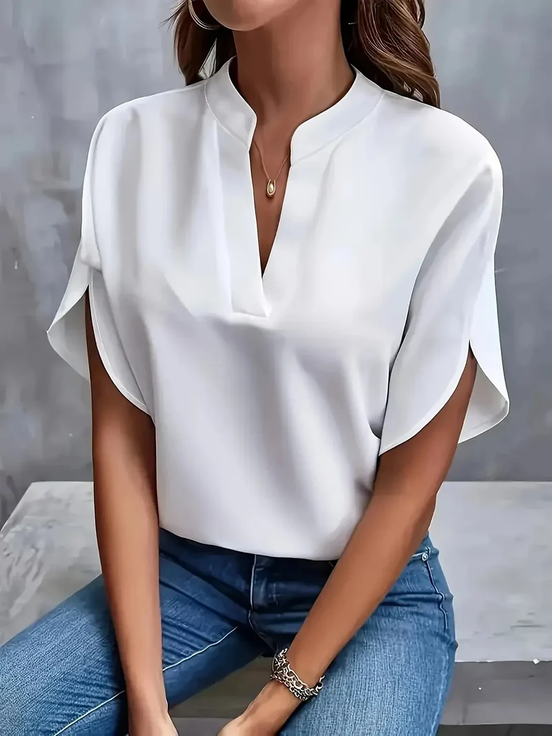 Women's Lightweight Viscose Blouse | Tailored V-Neck Summer Top
