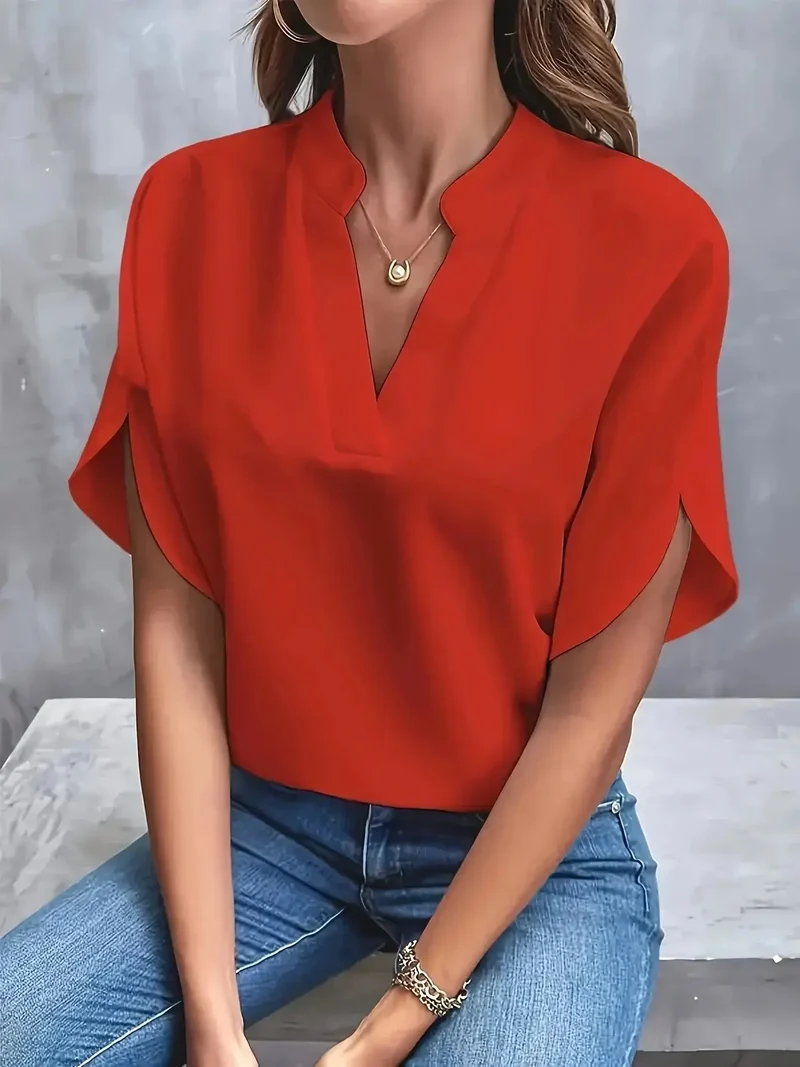Women's Lightweight Viscose Blouse | Tailored V-Neck Summer Top