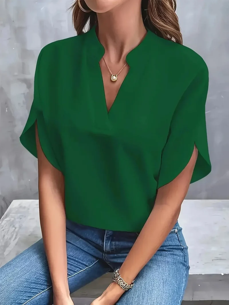 Women's Lightweight Viscose Blouse | Tailored V-Neck Summer Top