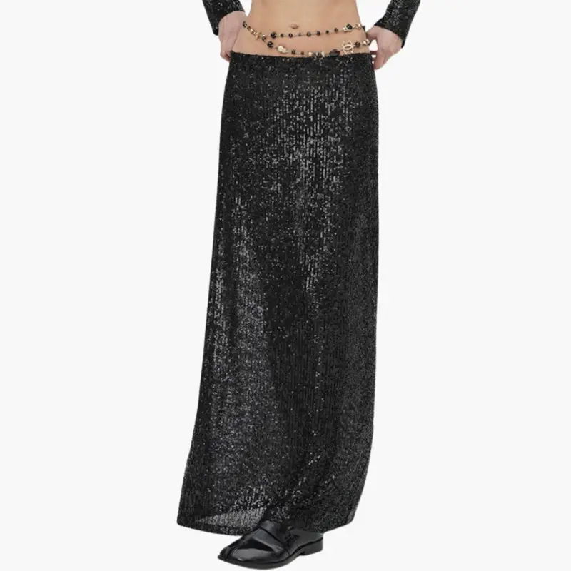 Women's Shimmering Sequin Maxi Skirt | High-Waisted Elegant Evening Wear