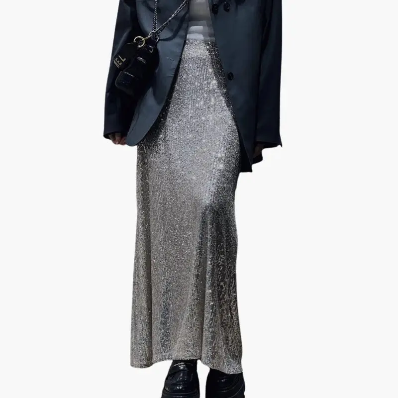Women's Shimmering Sequin Maxi Skirt | High-Waisted Elegant Evening Wear