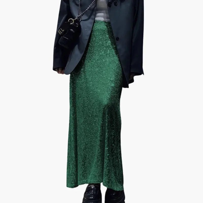 Women's Shimmering Sequin Maxi Skirt | High-Waisted Elegant Evening Wear