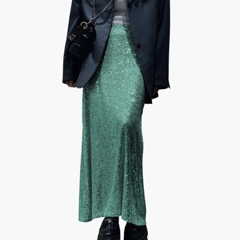 Women's Shimmering Sequin Maxi Skirt | High-Waisted Elegant Evening Wear