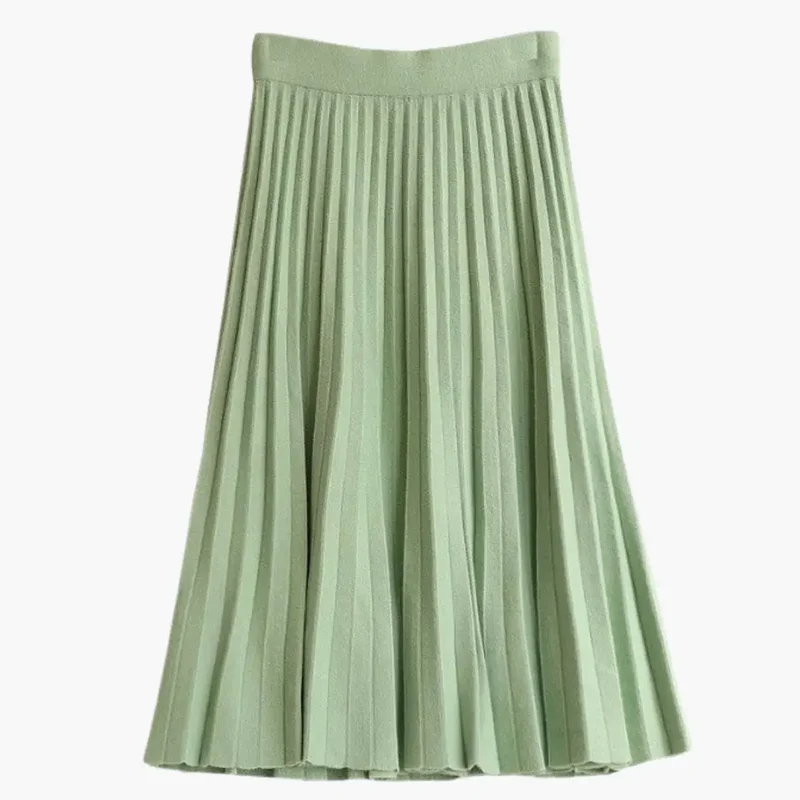 Women's Ribbed Knit Pleated Maxi Skirt | Flowing Ankle-Length Design with Elegant Texture
