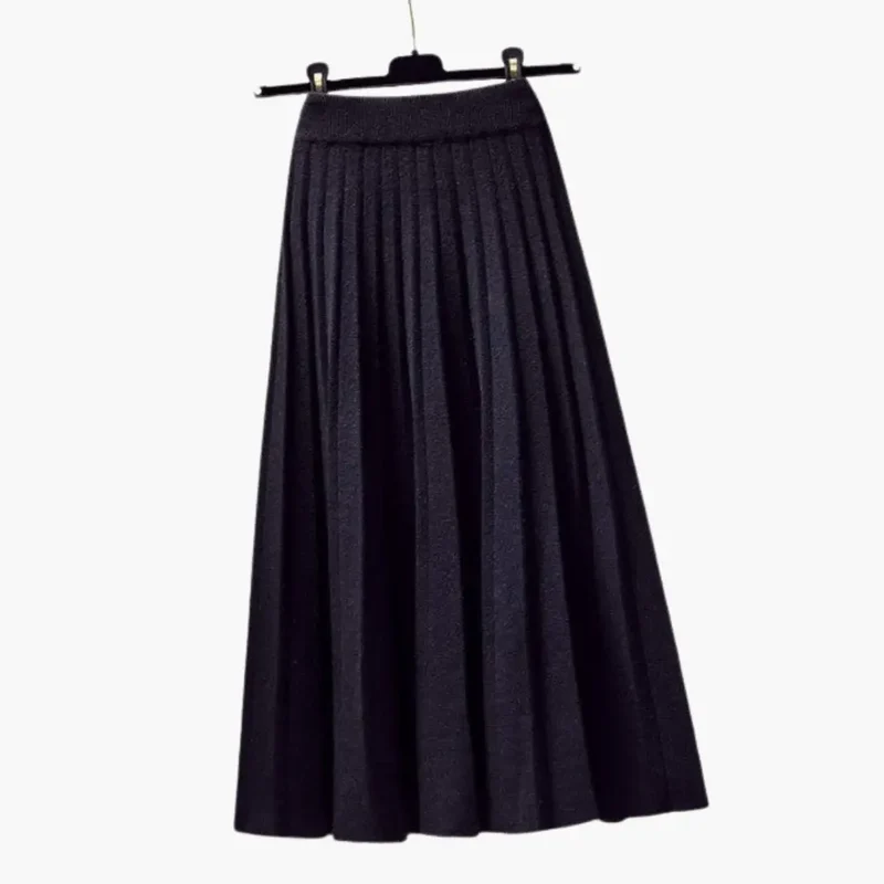 Women's Ribbed Knit Pleated Maxi Skirt | Flowing Ankle-Length Design with Elegant Texture