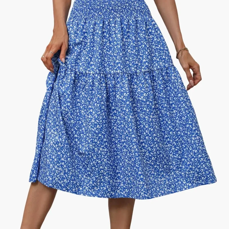 Women's Floral Print Maxi Skirt | Flowing Ruffled Design for Summer