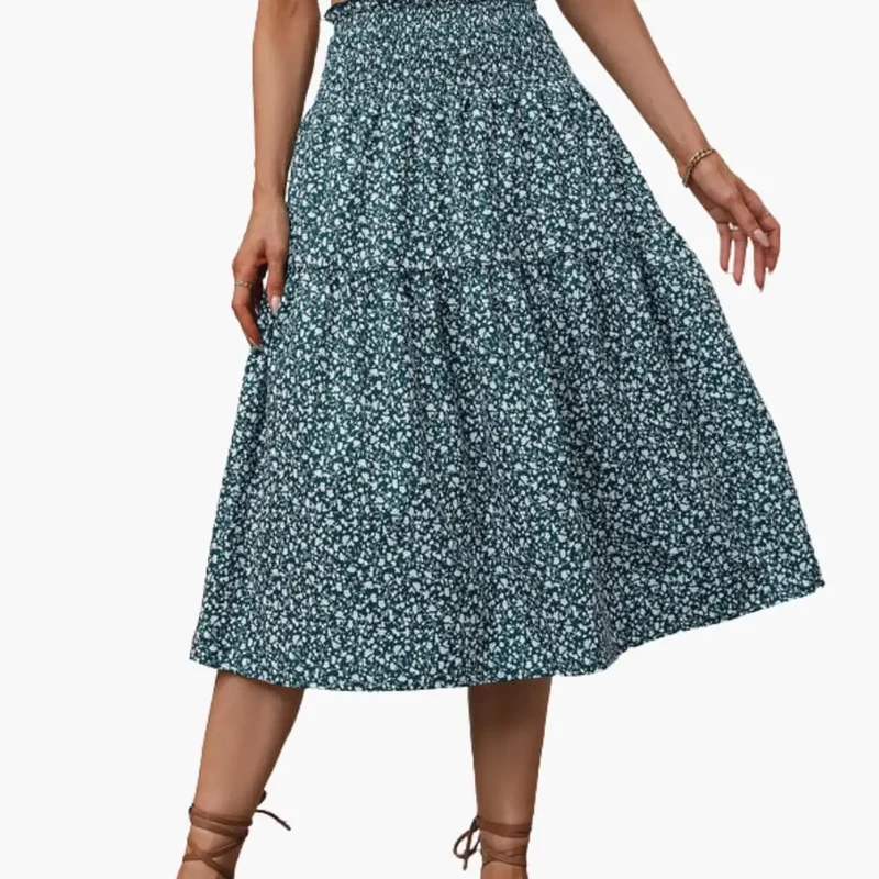 Women's Floral Print Maxi Skirt | Flowing Ruffled Design for Summer