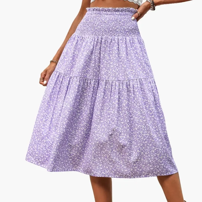 Women's Floral Print Maxi Skirt | Flowing Ruffled Design for Summer