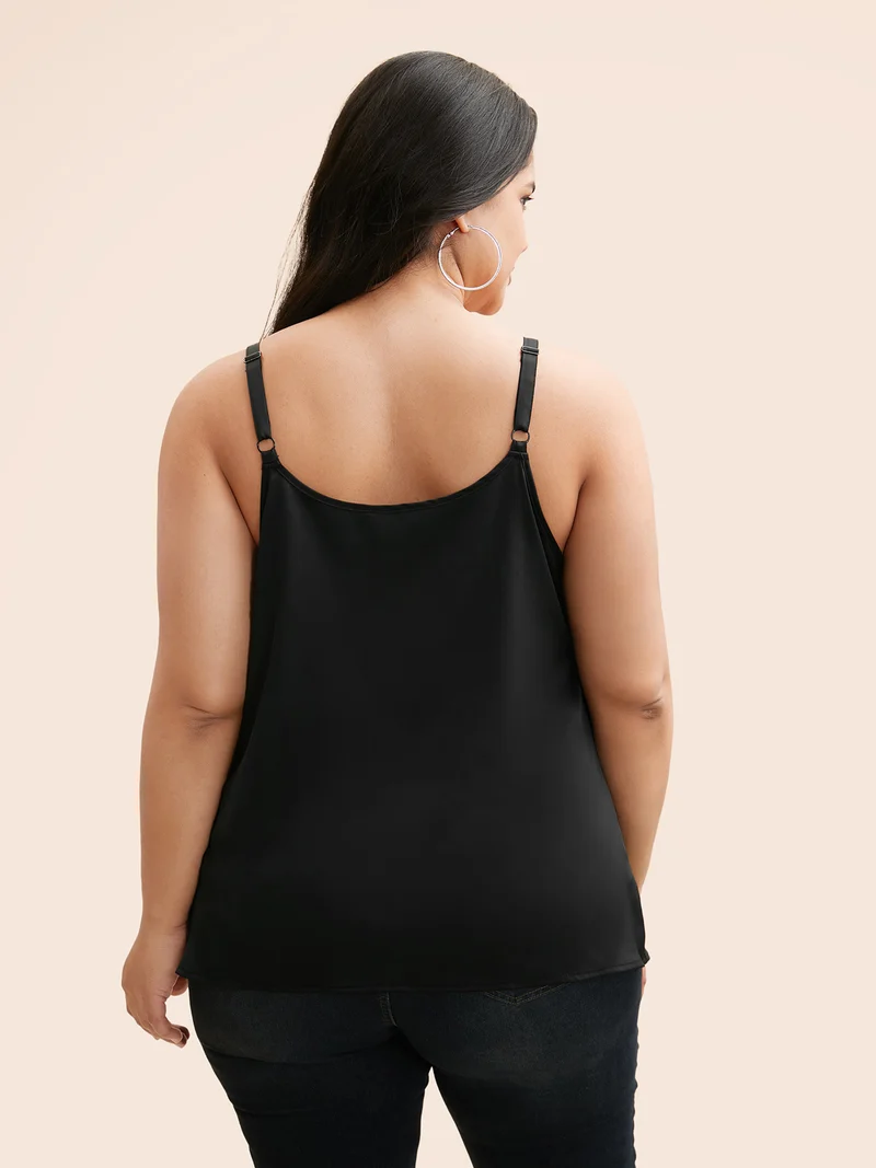 Lace Patchwork Cowl Neck Cami Top