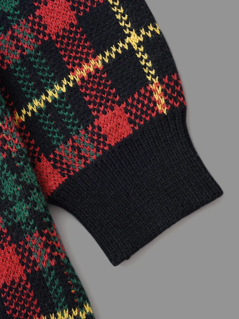 Holiday Plaid V-neck Open Cardigan