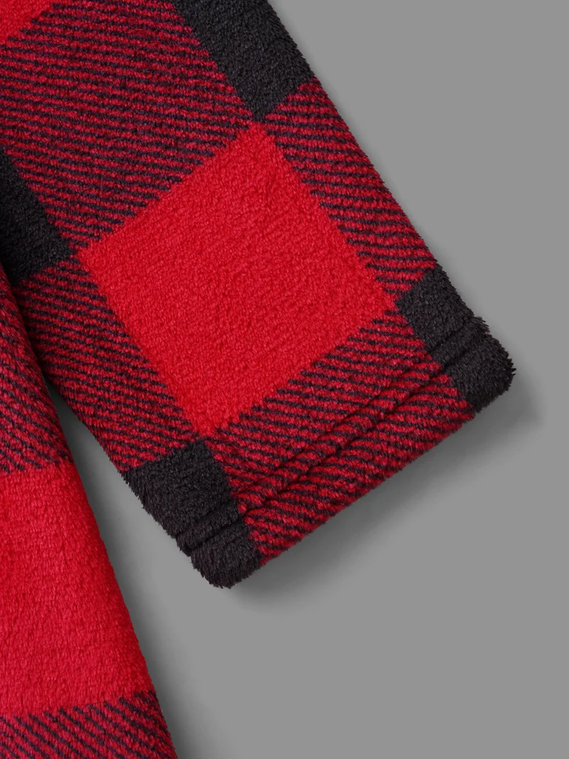 Checkered Hooded Flannel Sleep Midi Dress
