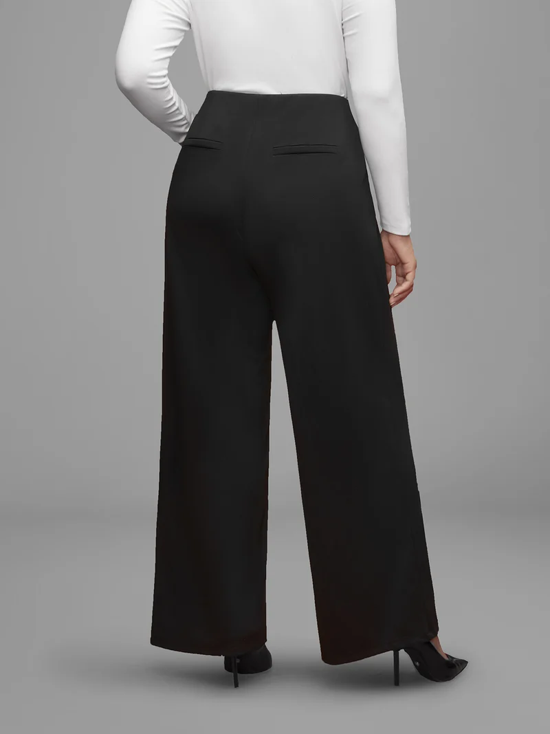 Buckle Detail Wide-Leg Pants