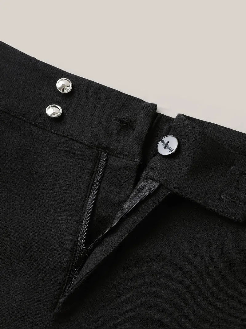 Side Zipper Buckle Detail Crop Pants