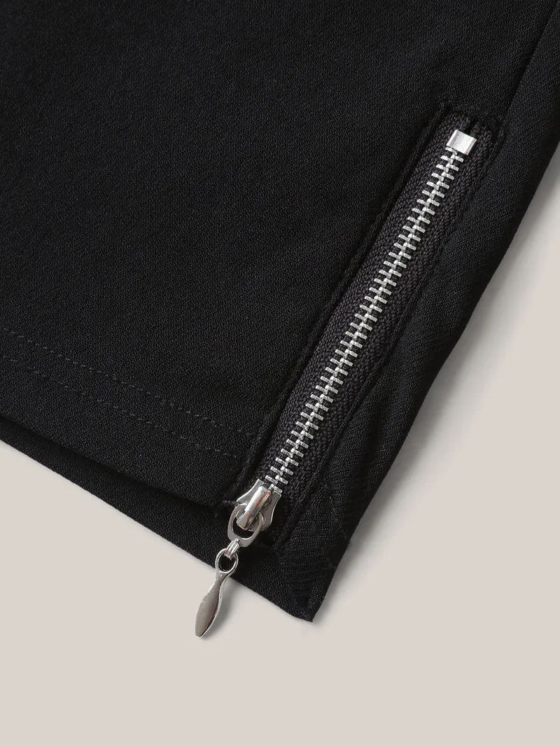 Side Zipper Buckle Detail Crop Pants