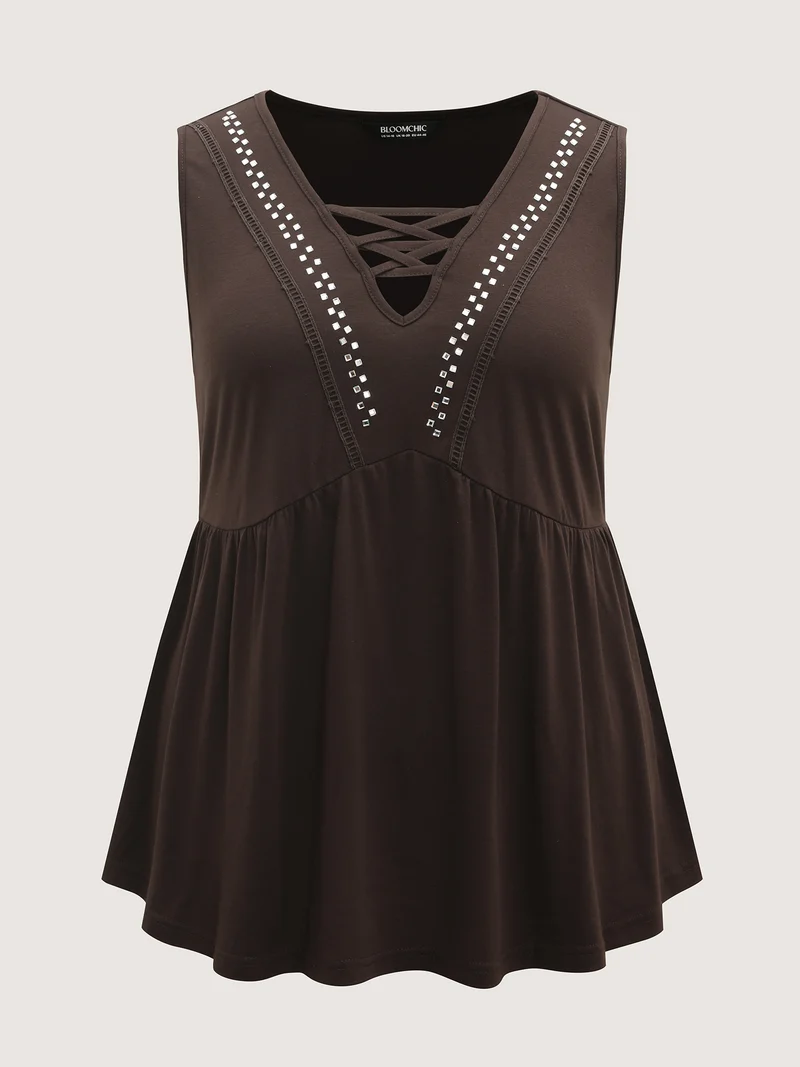 Rhinestone Cross-Tie Flared Top