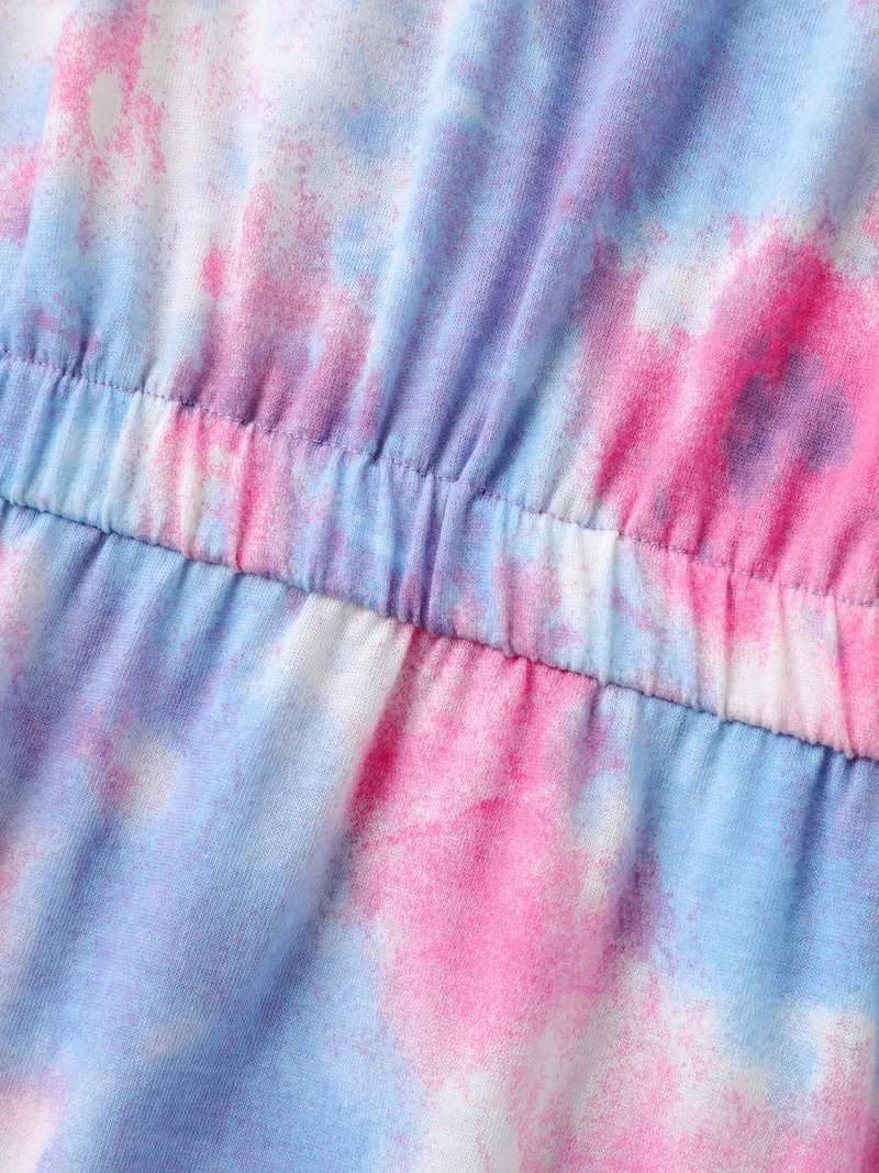 Tie-Dye Curvy Hem V-Neck Midi Dress